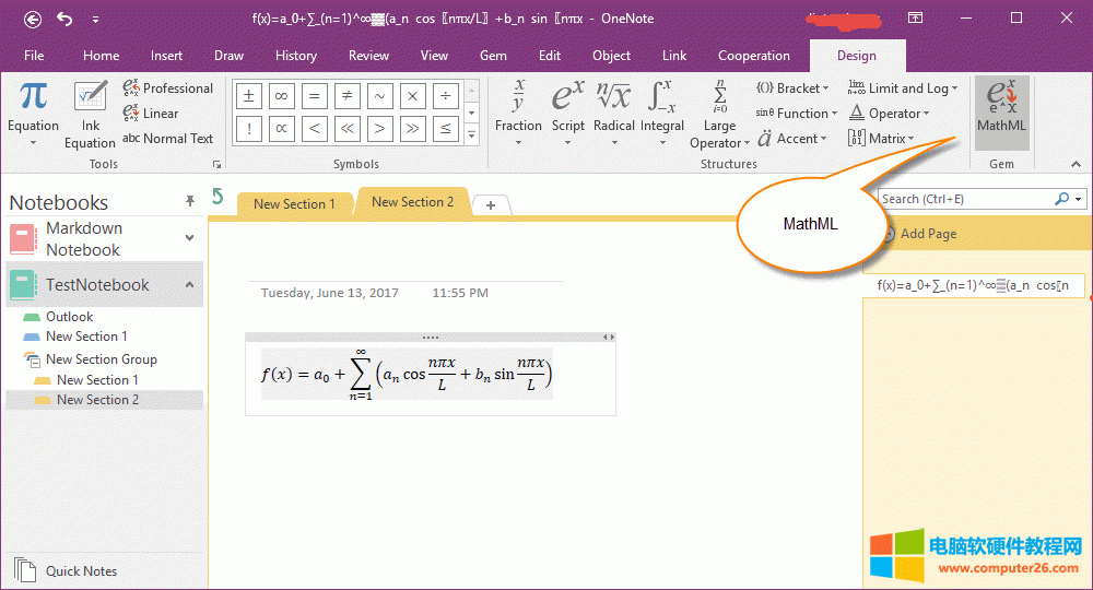 תOneNoteʽΪMathMLӦõHTML5ҳ