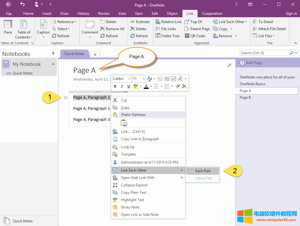 һ OneNote ҳ A “˲”