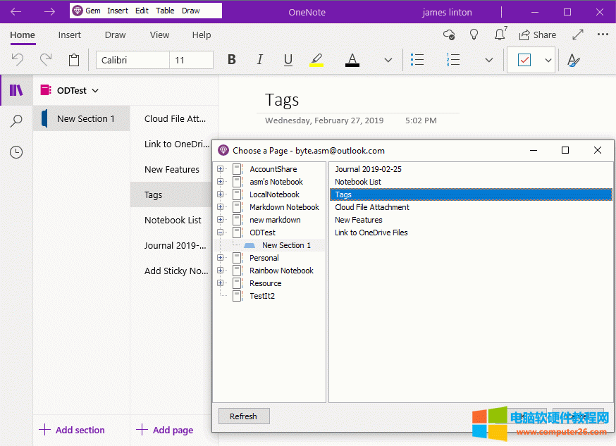 αOneNote UWPָҳбǵһ .xml ļ