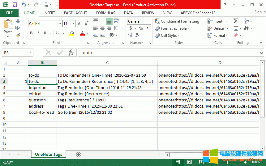 αOneNoteҳбǵһ .csv ļ Excel 