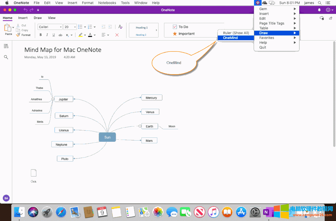 ͨ䱦˵ Gem Menu for Mac OneNote Ѹٴ˼άһͼ OneMind for Mac OneNote