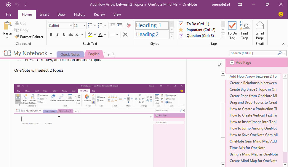 Ϊ OneNote ҳ洴Ŀ¼٣ΪÿӷĿ¼ǩ