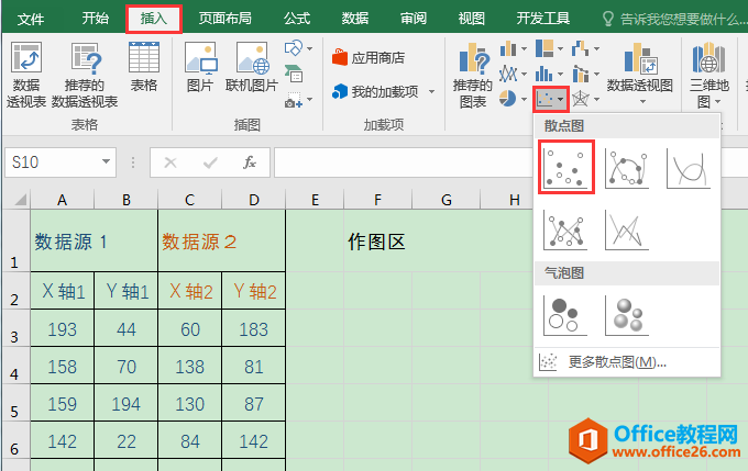 Excel칫ɣ˫ϵɢͼ