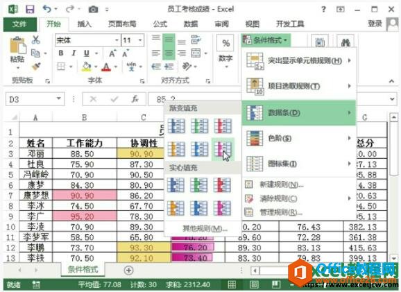 excel2013ʹɫױȽչʾݵĴС