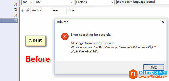 EndNoteWeb of ScienceʱError searching for records