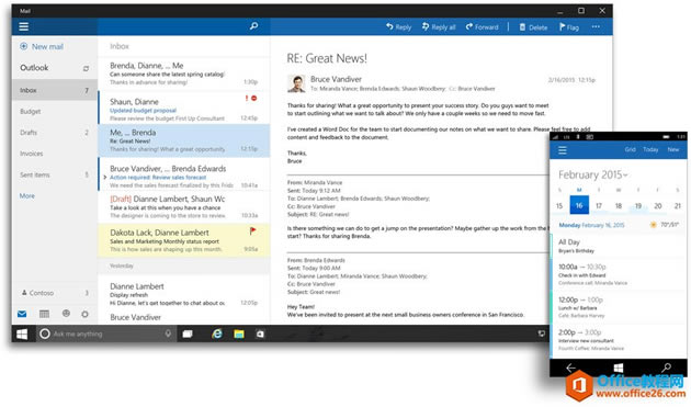 Outlook MailOutlook Calendar for Windows 10