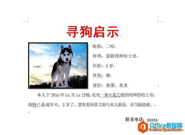 「冯修远」计算机入门0基础教程：图文混排实战——“寻狗启示”