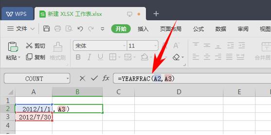 WPS칫YEARFRAC ÷