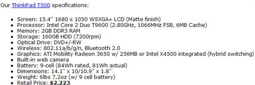 thinkpad t500Կл